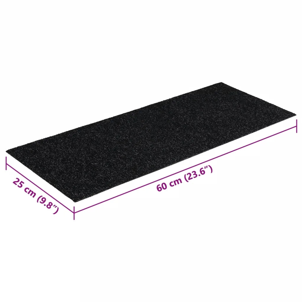 Tappetini per scale autoadesivi 15 pz 60x25 cm neri rettangolari 326914