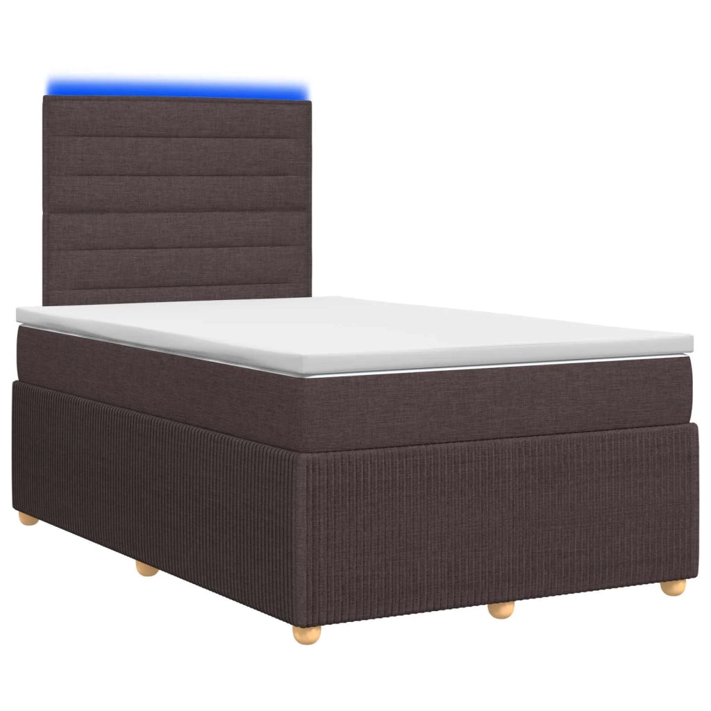Letto Box Spring LED con Materasso Marrone Scuro 120 x 190 cm 3455807