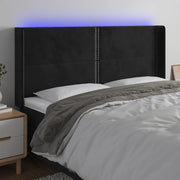 Testiera a LED Nera 203x16x118/128 cm in Velluto 3123976
