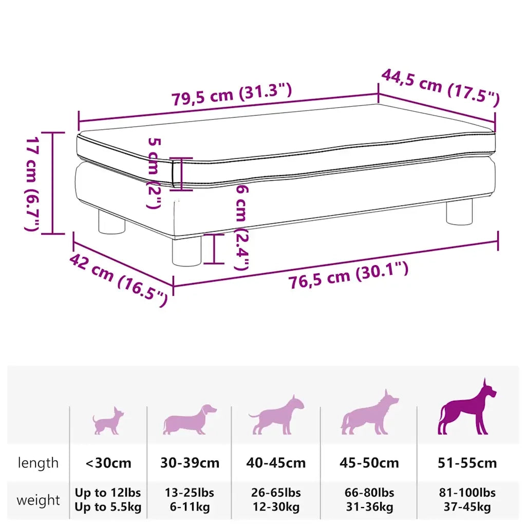 Lettino per Cani con Estensione Grigio 100x50x30 cm Similpelle CFW8293968