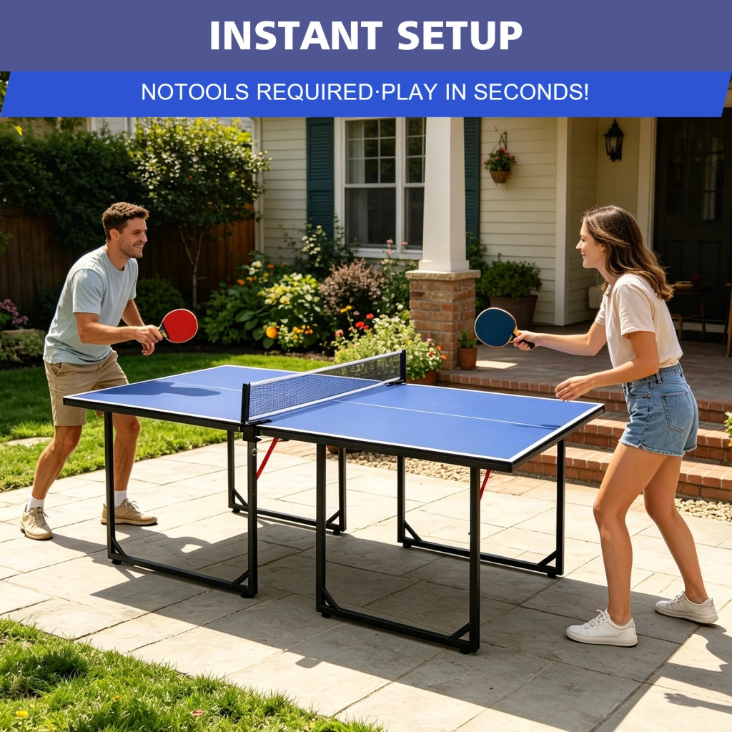 TAVOLO DA PING PONG PIEGHEVOLE 182x91x76,2 cm MDF Nero/Blu Set completo