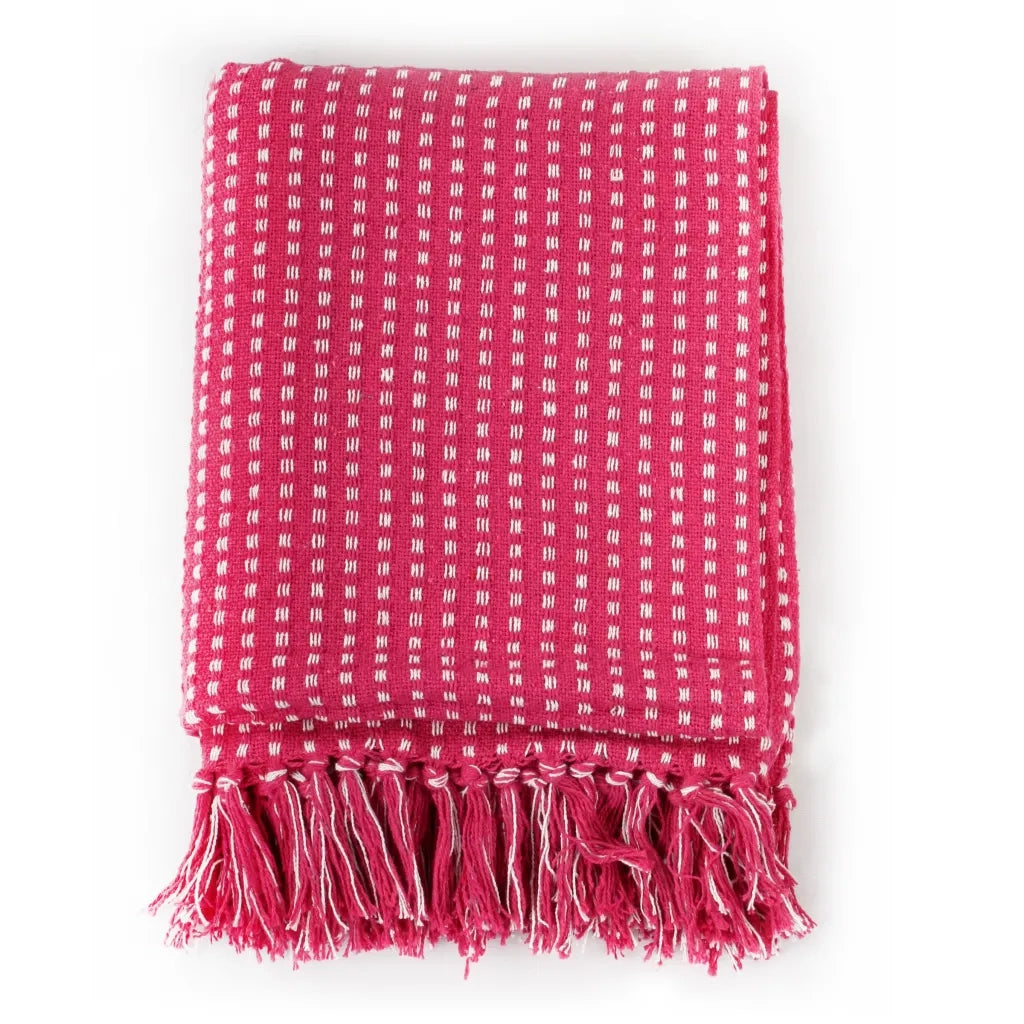 Copriletto in Cotone Motivo a Quadri 160x210 cm Rosa cod mxl 68451