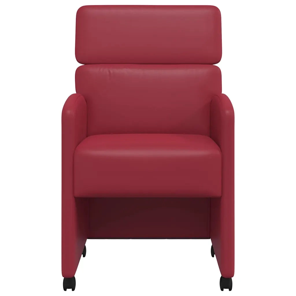 Sedie da Pranzo con Ruote 2 pcs Rosso vino 58 x 65 x 98 cm