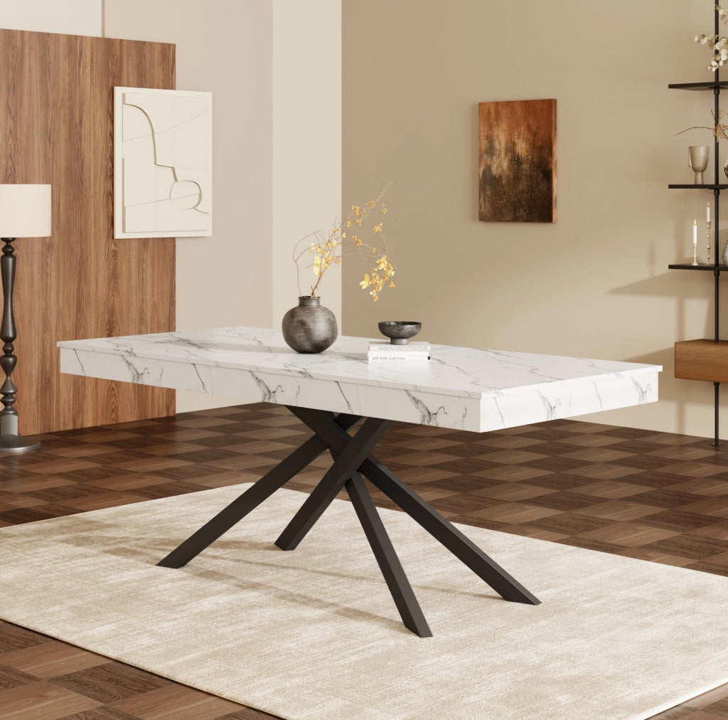 Tavolo da pranzo allungabile 140-180x80 cm; MDF bianco