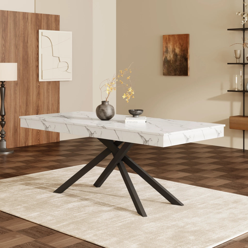 Tavolo da pranzo allungabile 140-180x80 cm; MDF bianco