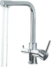 Felice | Raccordo acqua potabile premium a 3 vie cromato lucido Rubinetto miscelatore cucina ad osmosi in acciaio inossidabile | Filtra 3 connessioni