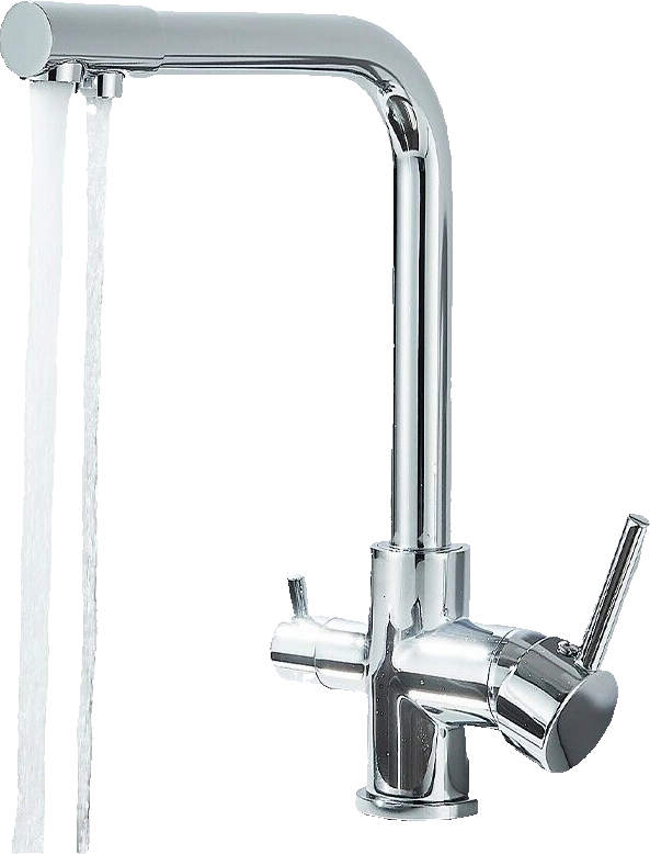 Felice | Raccordo acqua potabile premium a 3 vie cromato lucido Rubinetto miscelatore cucina ad osmosi in acciaio inossidabile | Filtra 3 connessioni