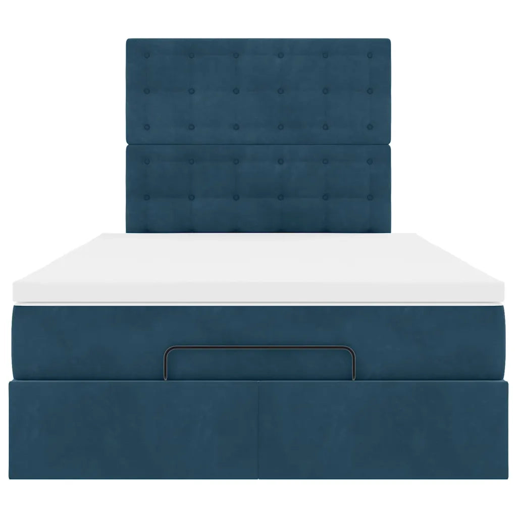 vidaXL Struttura Letto Pouf con Materassi Blu Scuro 120x200 cm Velluto