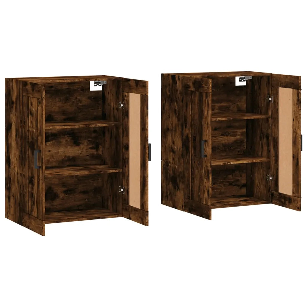 Armadietti a Parete 2 pz Rovere Fumo in Legno Multistrato 3198022