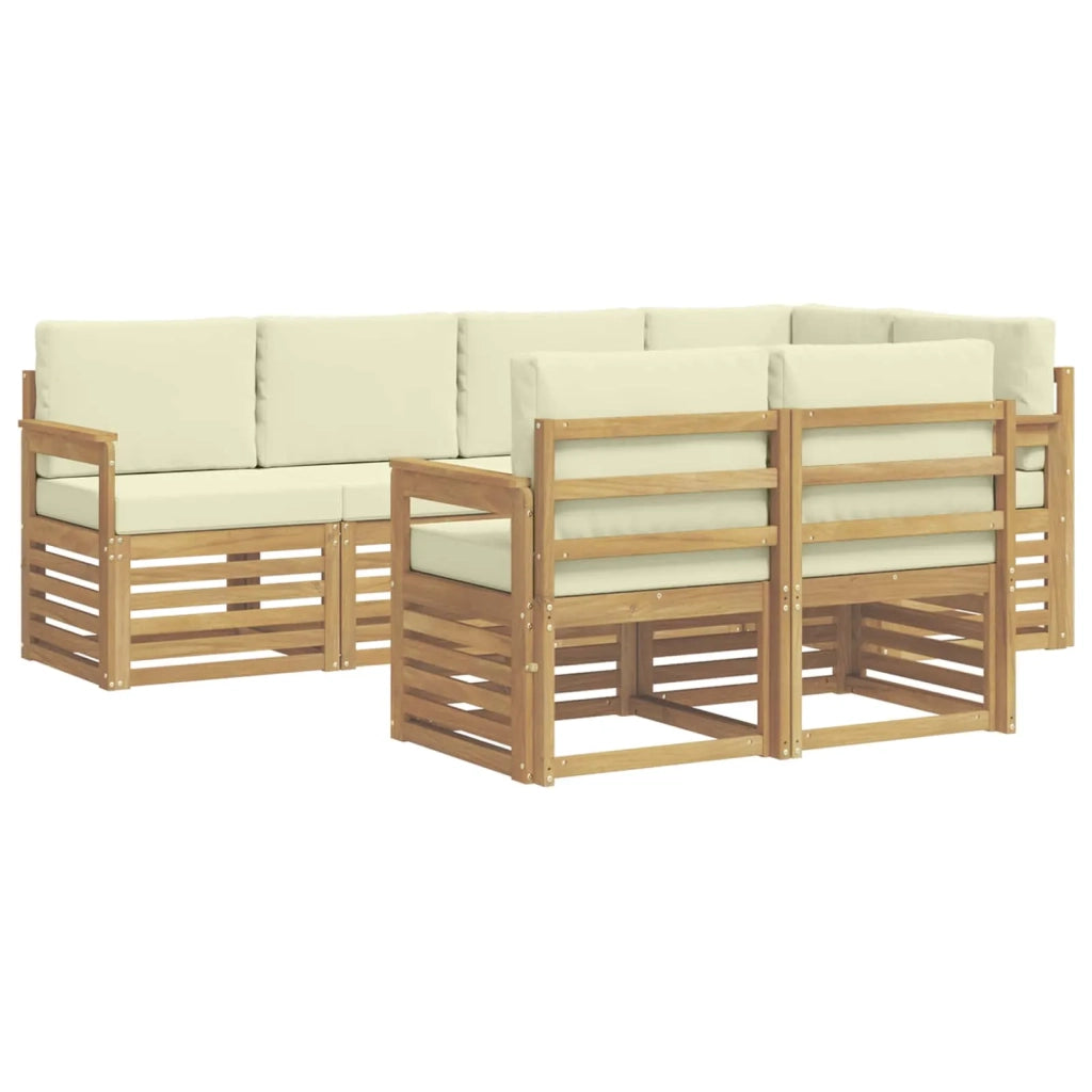 Set di divani da esterno 7 pcs Bianco e Crema