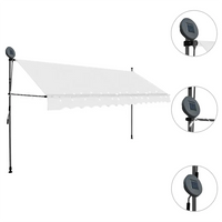 Tenda da Sole Retrattile Manuale con LED 400 cm Crema 145875
