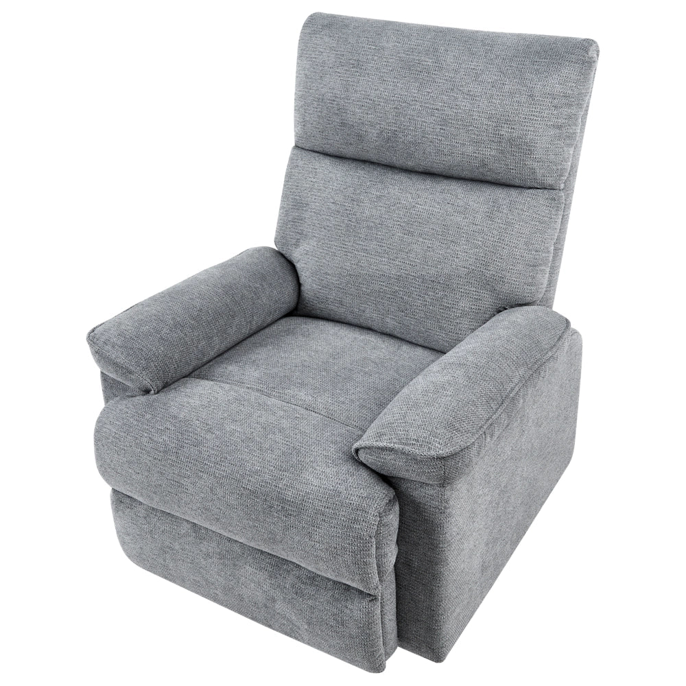 Poltrona con Poggiapiedi in Poliestere Grigio Stile Moderno Contemporaneo