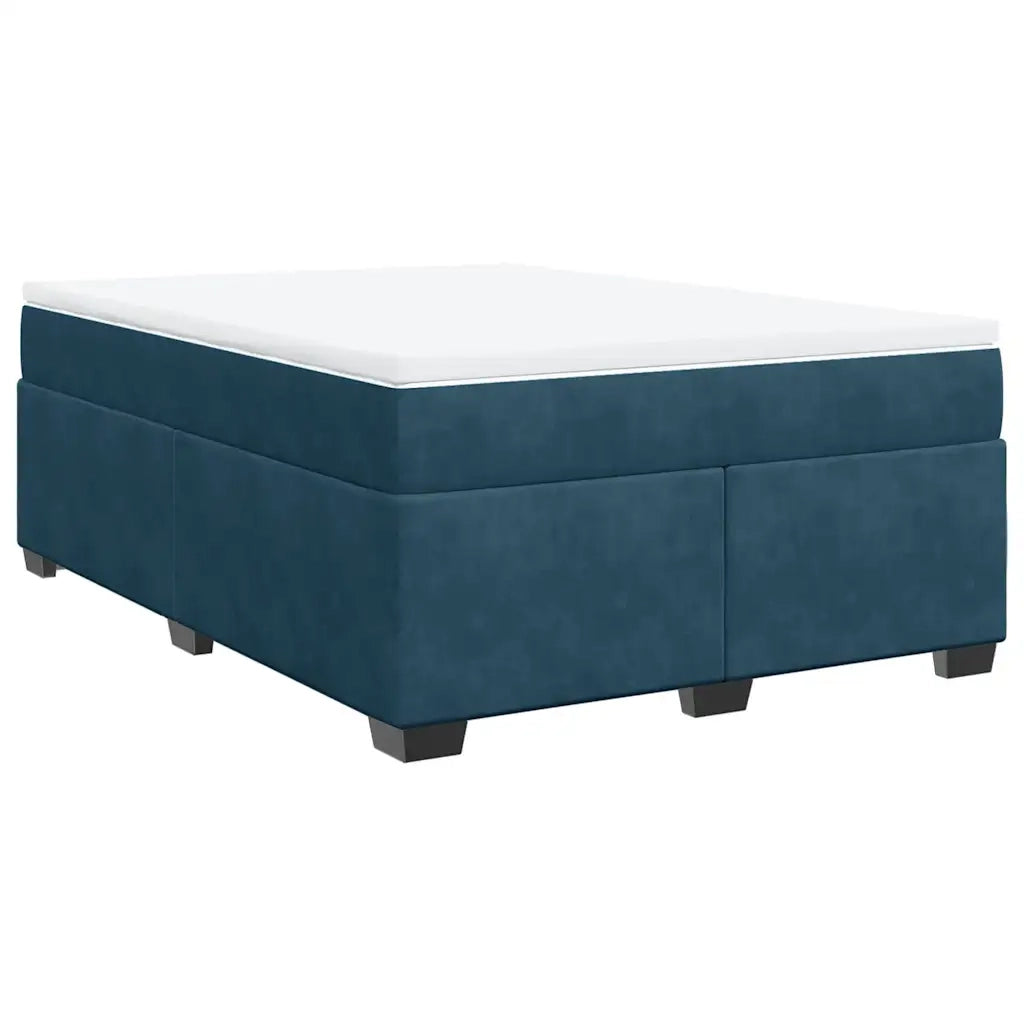 vidaXL Giroletto a Molle con Materasso Blu Scuro 140x200 cm in Velluto