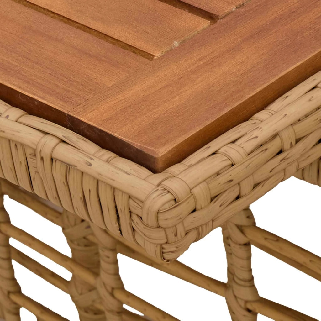 Tavolo da Giardino Naturale 100 x 55 x 37 cm Rattan PE e Vetro