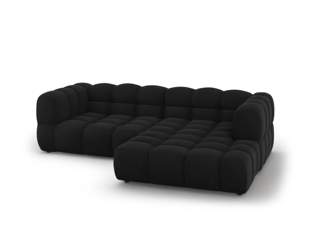 Cosmopolitan Design - Divano angolare modulare destro "Sky" 3 posti in velluto nero 