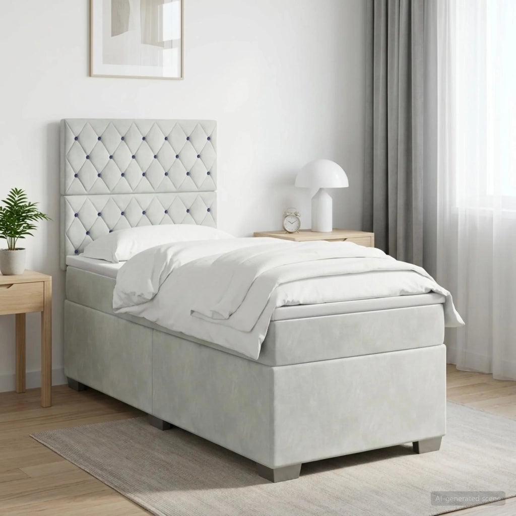 Letto box spring con materasso Grigio Chiaro 90 x 190 cm 3455006