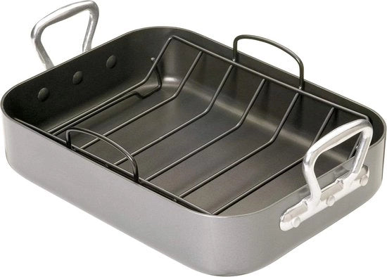 Griglia profonda con ripiano - Teflon Xtra antiscivolo - 40 x 28 cm - Grigio