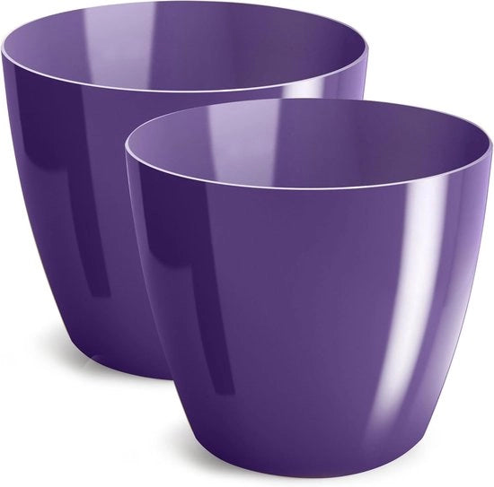 Set di vasi decorativi lucidi per grandi e piccoli fiori in viola.