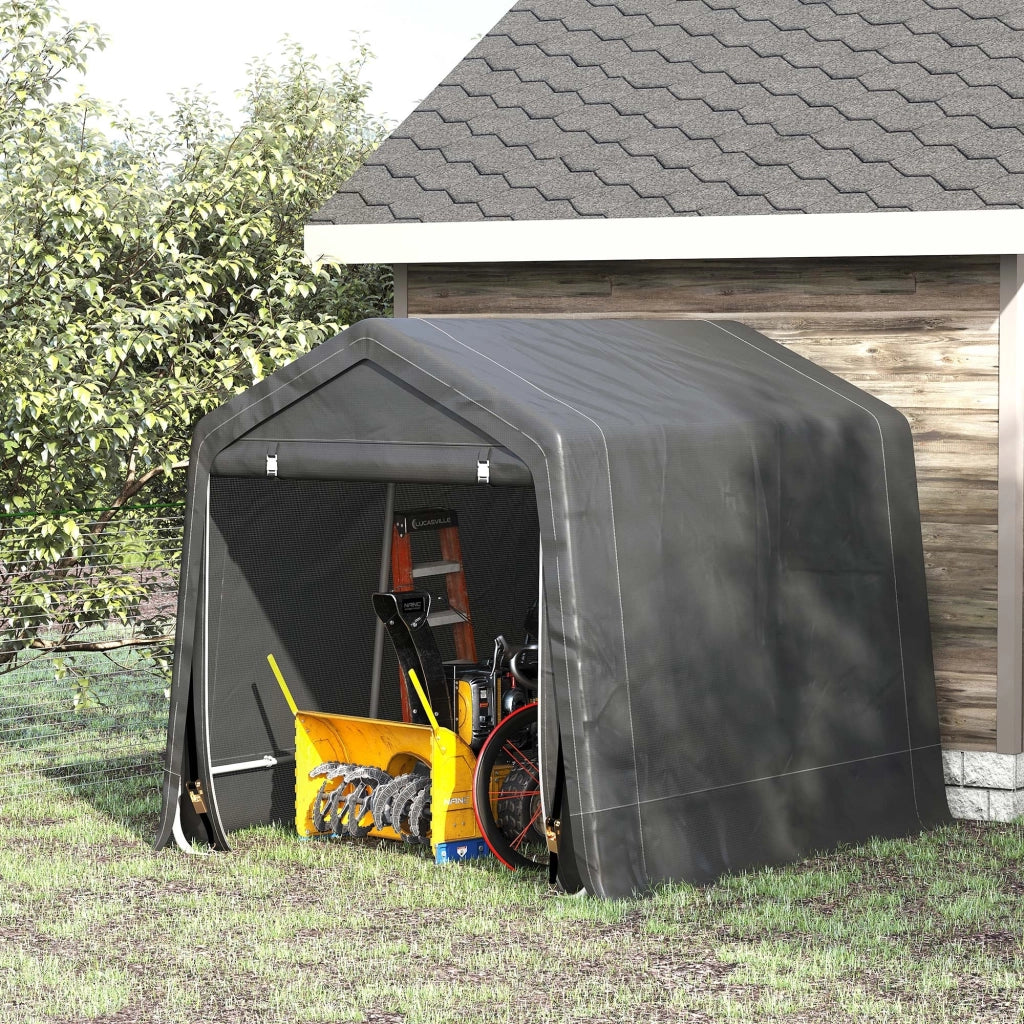 Tendone Garage per Auto, Moto e Attrezzi ¨C Zephmum ¨C Grigio, Metallo e Tessuto PE, 280x240x240cm
