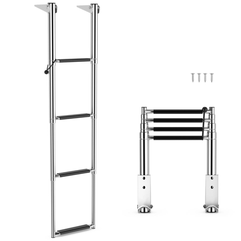 Scala telescopica per barca a 4 gradini, Scala in acciaio inox estendibile con gradini antiscivolo portata 227kg