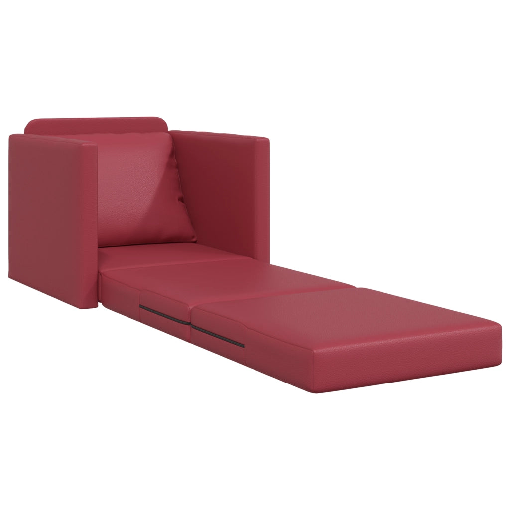 Divano Letto 2-in-1 Rosso Borgogna 74x77x81 cm Ecopelle