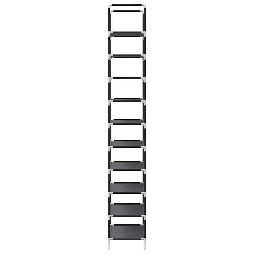 Scarpiera 10 Ripiani-Scaffale per scarpe Nera 44x28x180 cm in Tessuto Non Tessuto