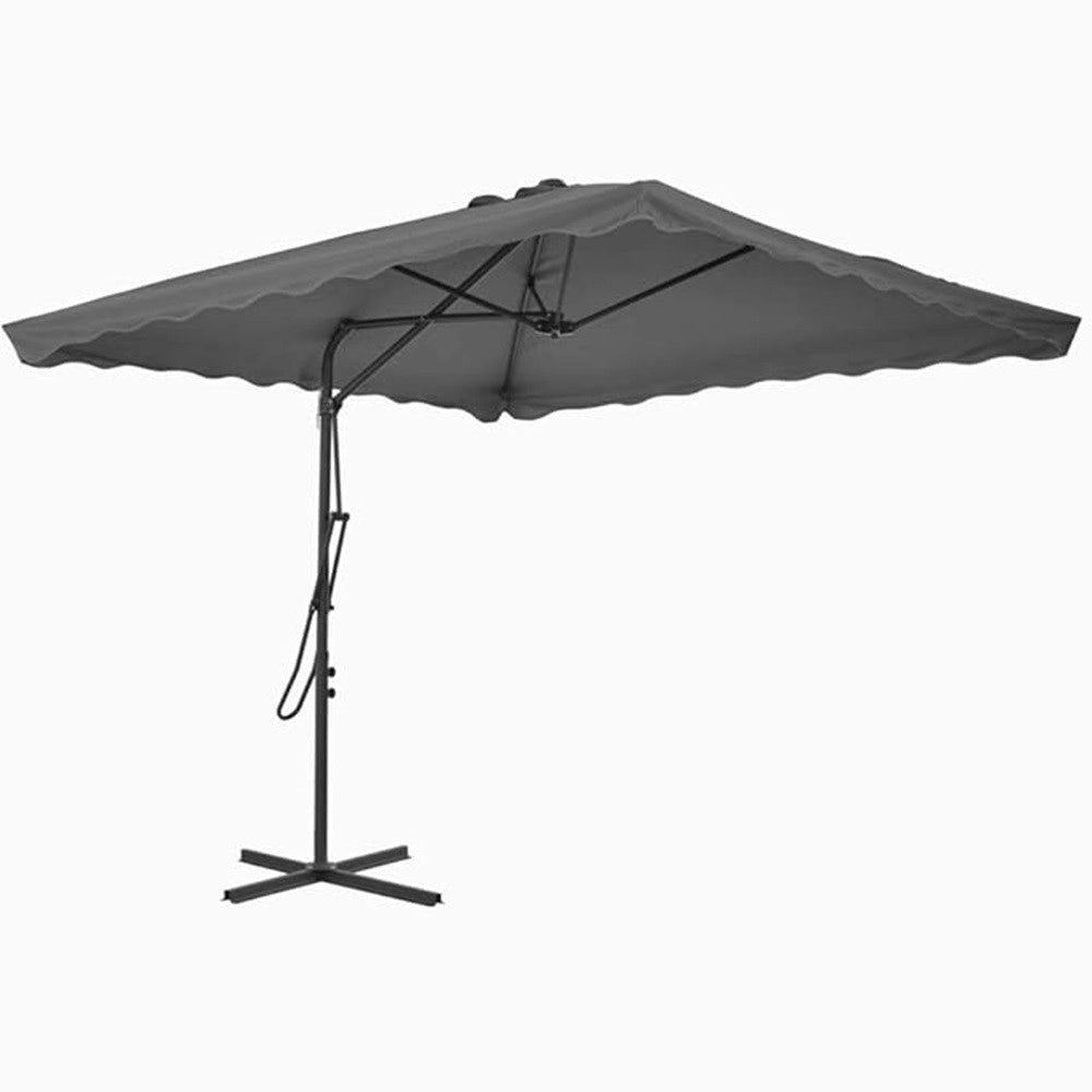 Trade Shop - Ombrellone Quadrato Da Esterno Giardino Palo Decentrato Con Base Grigio 2.5 X 2.5mt 425003 -