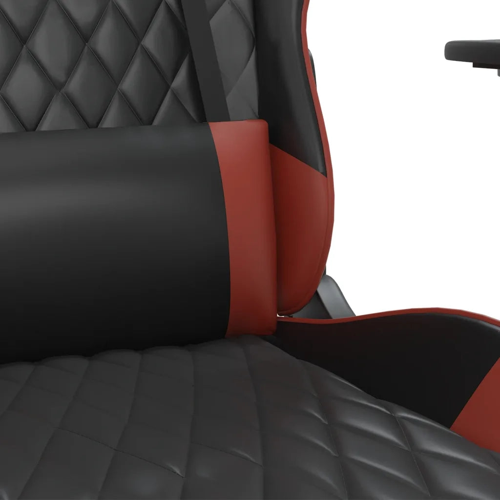 Sedia Gaming Massaggio Poggiapiedi Nero e Rosso Vino Similpelle