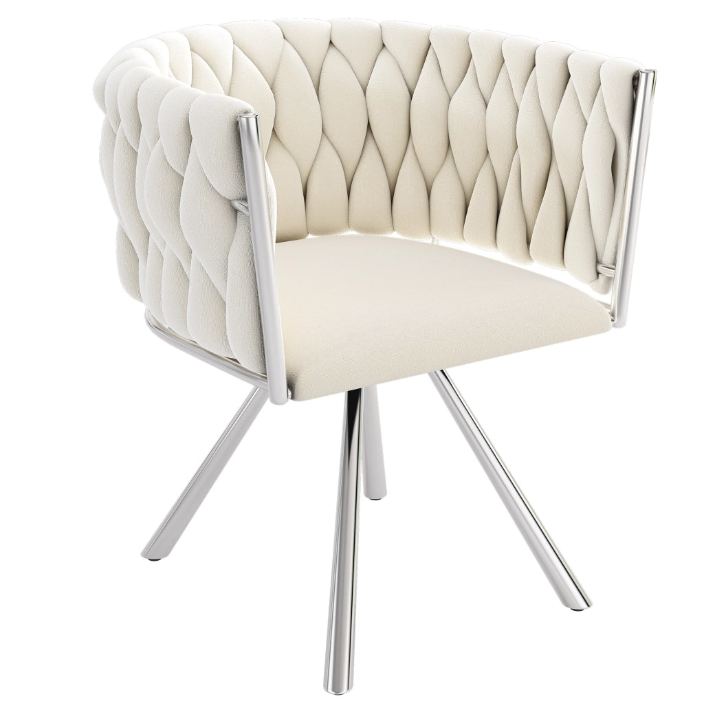 Set 2 sedie da pranzo girevoli 360° in velluto beige
