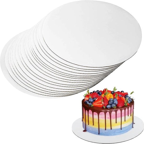 Sosteggi per Torta 30 cm - 20 Pezzi - Piatto per Torta Circolare - Cartone Sicuro per l'Alimentazione - Struttura Stabile - Ideale per Torte/Panini - Tavolo per Torta