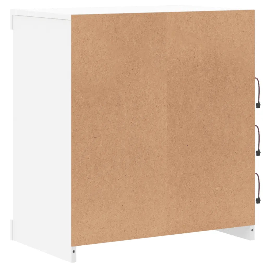 Credenza con Luci LED-Buffet-Armadio da cucina Bianca 60,5x37x67 cm