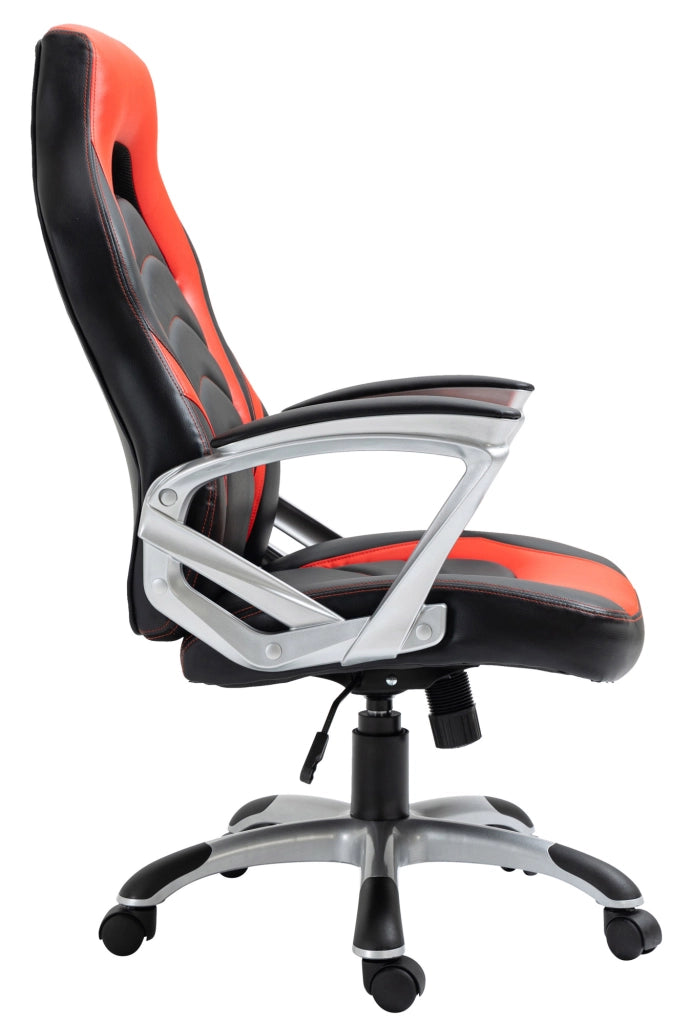 Sedia da ufficio Foxton in finta pelle nero/rosso