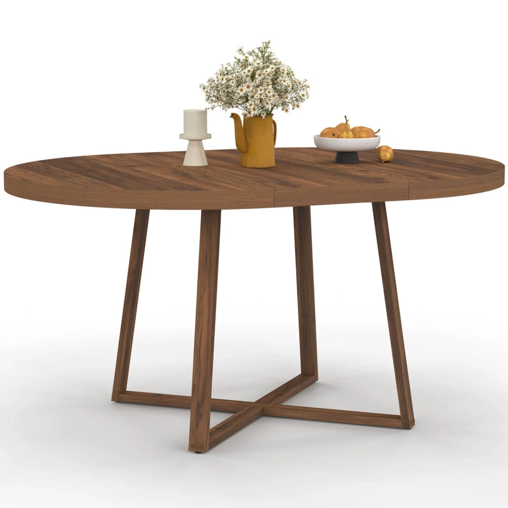 IDMarket - SELMA tavolo da pranzo rotondo allungabile 4-8 persone noce 110-150 cm