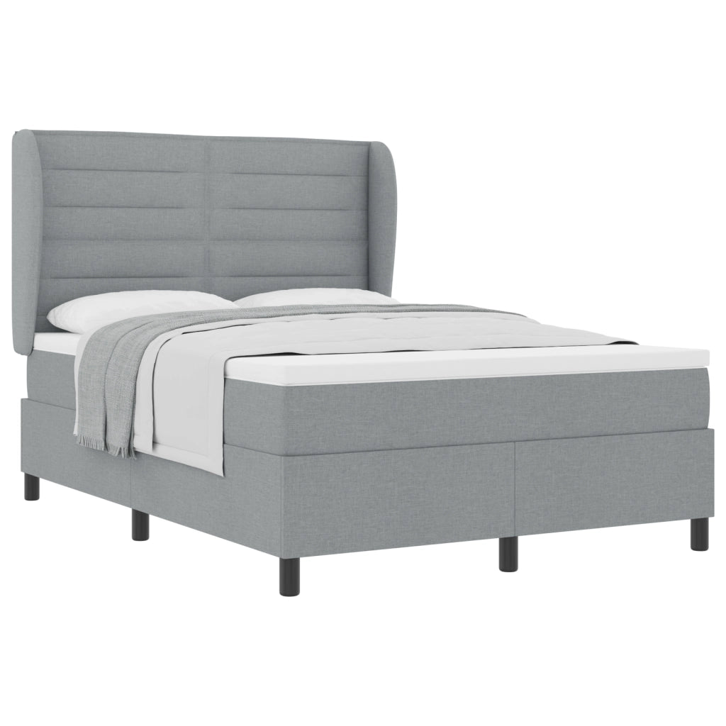 Letto Box Spring  con Materasso Grigio Chiaro 160x200 cm Tessuto