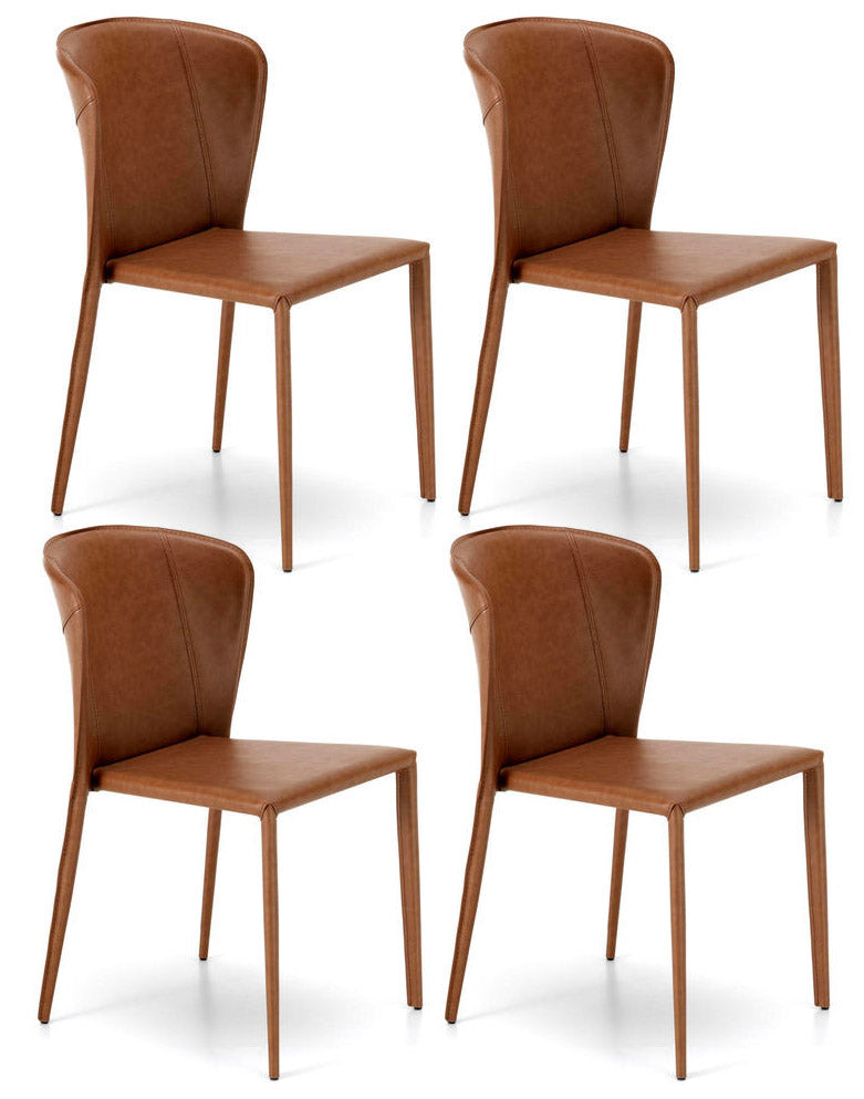 Set 4 Sedie 49x56xH82 cm in Similcuoio Break Whisky