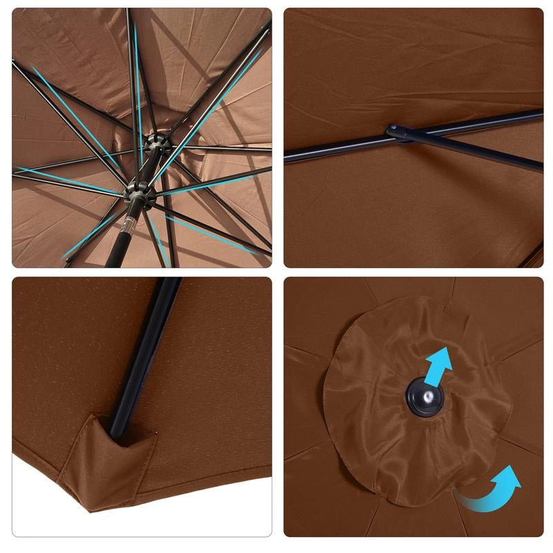 OMBRELLONE DA GIARDINO CON MANOVELLA E TESTA INCLINABILE 300 X 245 CM CAFFÈ