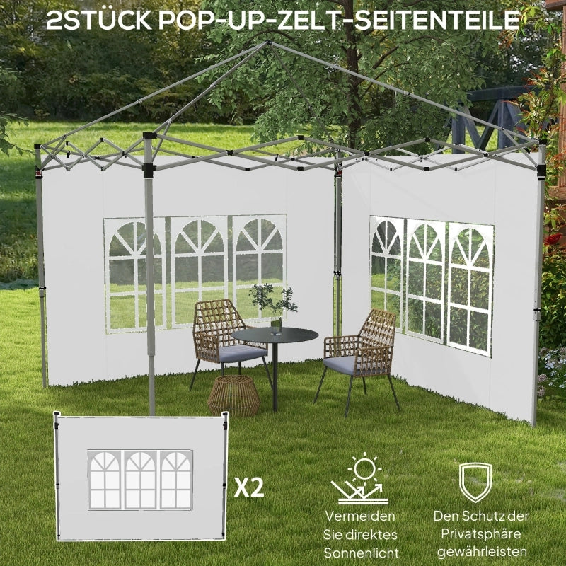 Set di 2 pannelli laterali per gazebo 3x3/3x4 m, parete laterale con finestra, impermeabile, bianca