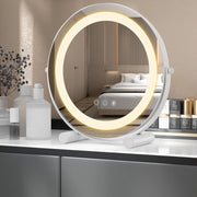 Specchio da Trucco con Luci, Specchio Rotondo con Luminosità Regolabile a 3 Colori, Controllo Tattile Intelligente, Rotazione a 360° e Funzione di Memoria, 30 CM