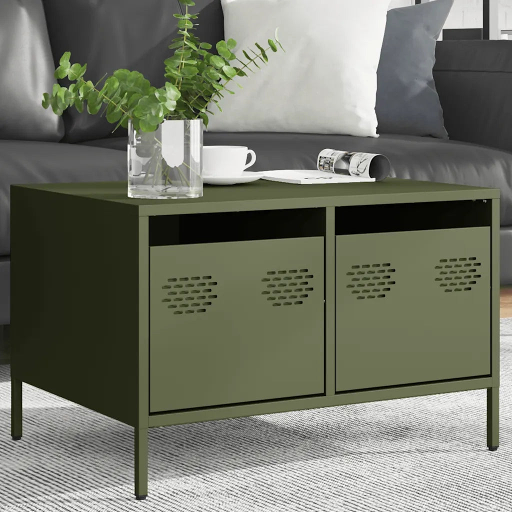 Mobile TV Verde Oliva 68x50x43,5cm in Acciaio Laminato a Freddo 851242