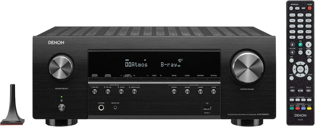 AVR-S960H ricevitore AV 7.2 canali, amplificatore HiFi, compatibile con Alexa, 6 ingressi HDMI e 2 uscite, 8K HDMI, Bluetooth, WLAN, streaming musicale, Dolby Atmos, AirPlay 2, HEOS Multiroom