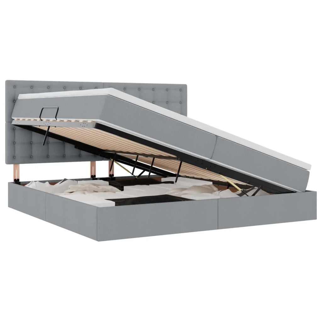 Letto con contenitore e LED con led Grigio chiaro 200 x 200 cm 3372564