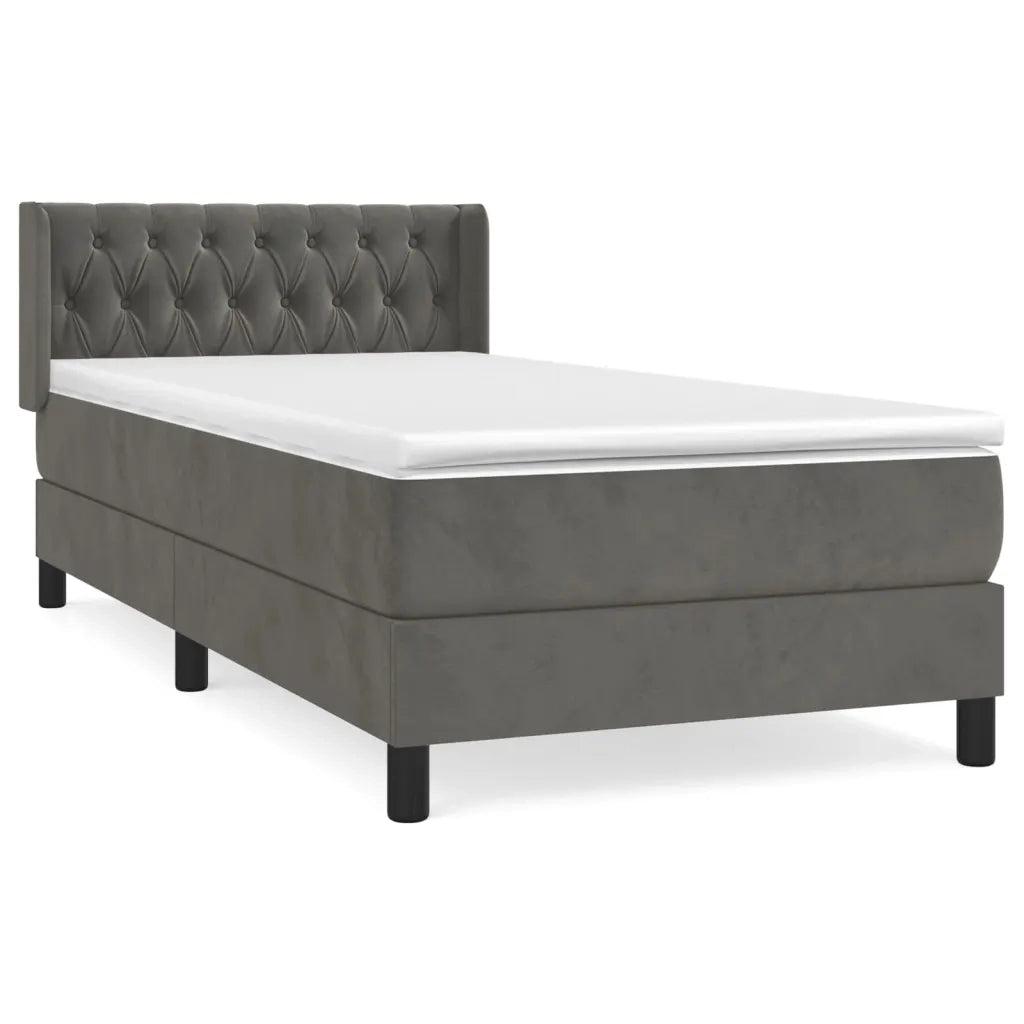 Giroletto a Molle con Materasso Grigio Scuro 90x190 cm Vellutocod mxl 98557