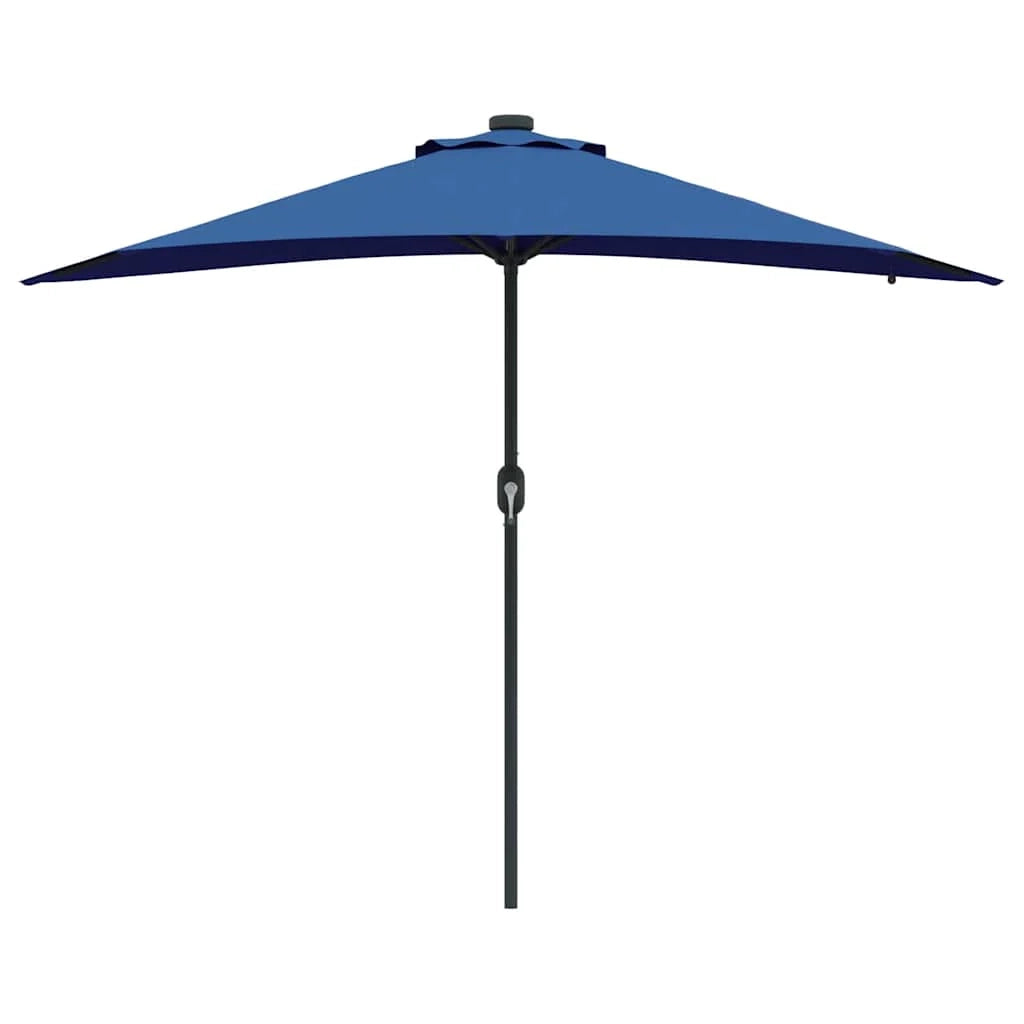 Ombrellone da giardino pieghevole moderno 294 x 150 x 223 cm con luci a LED stile sala da pranzo poliestere azzurro 02_0058665