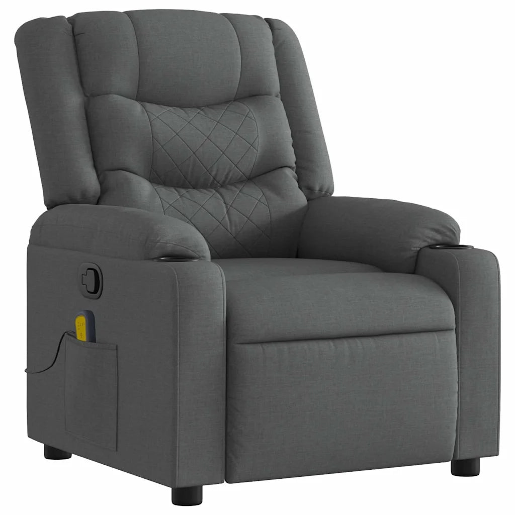 Poltrona Massaggiante | Sedia Relax Reclinabile Grigio Scuro in Tessuto