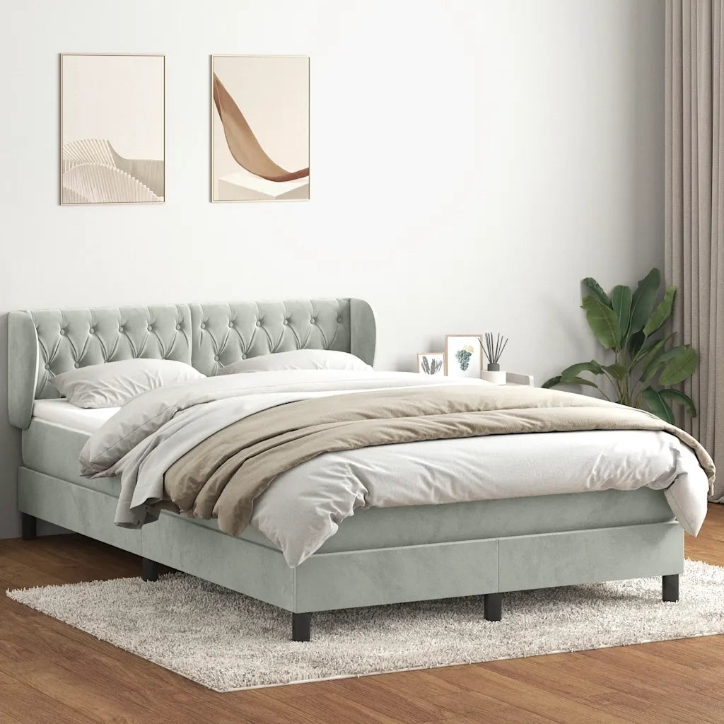 Giroletto a Molle con Materasso Grigio Chiaro 160x220cm Velluto 3317823