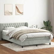 Giroletto a Molle con Materasso Grigio Chiaro 160x220cm Velluto 3317823