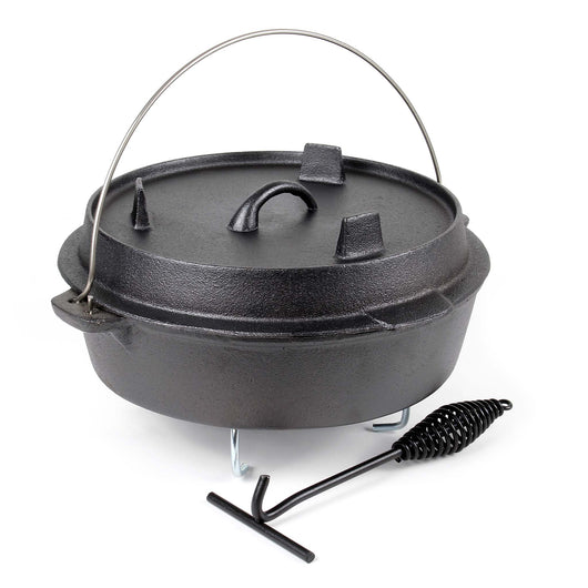 Dutch Oven Forno Olandese con Pentola in ghisa 5l sottopentola e solleva coperchio per fuoco campeggio