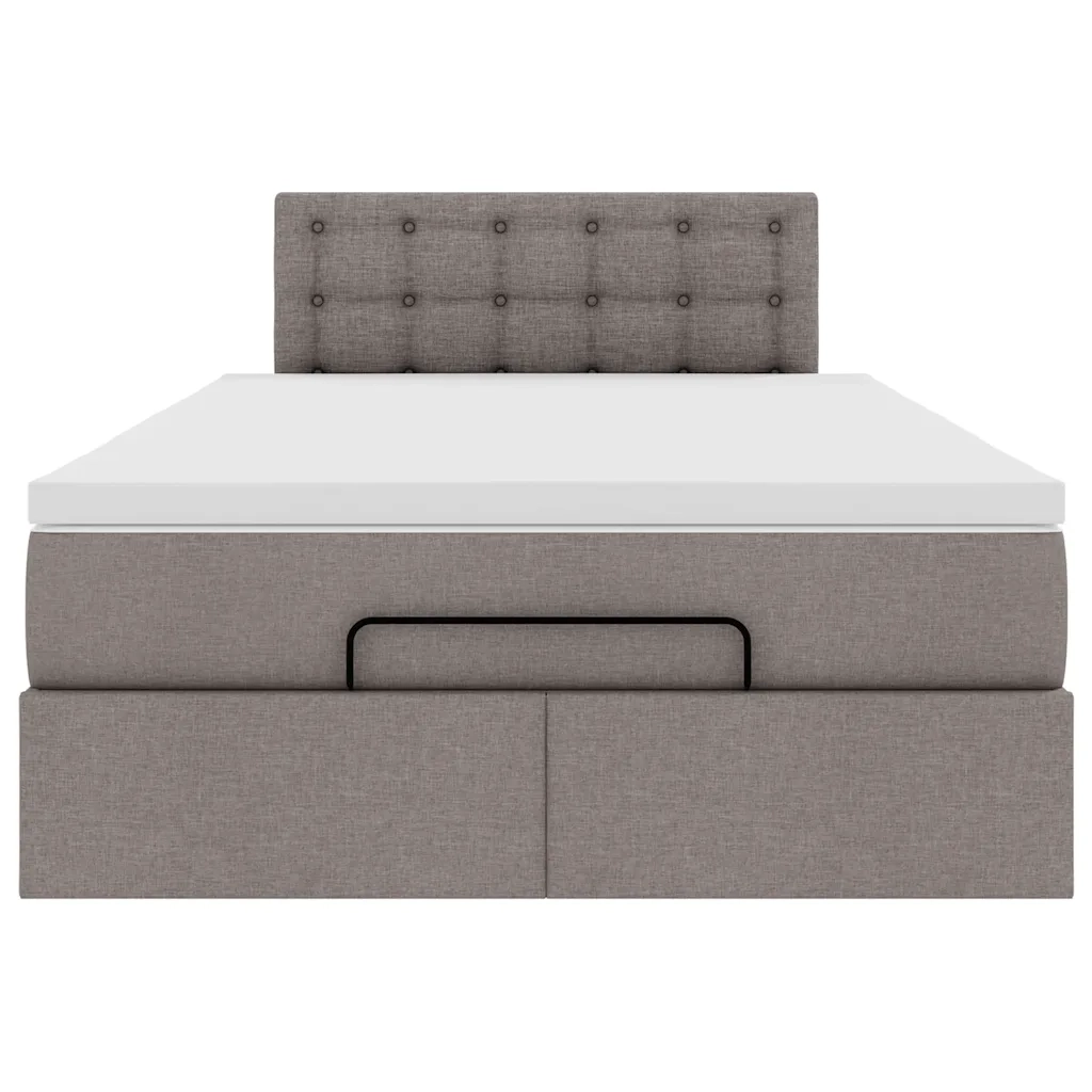 Struttura Letto Pouf con Materasso Tortora 120x190 cm Tessuto