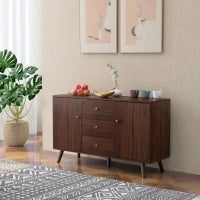 Credenza Moderna in Legno e Truciolato con 2 Armadietti e 3 Cassetti, 127x40x76 cm, Marrone e Nero