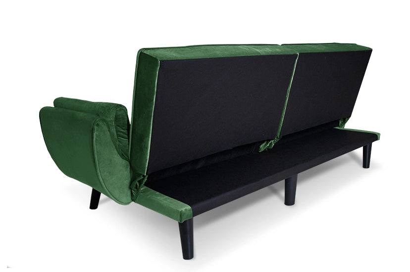 Divano letto clic clac in velluto verde scuro piede nero - divano 3 posti - Ambra - DL-AM30VLT-PLN